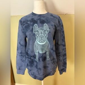 Life Work Tie-Dye French Bulldog Sweatshirt NWOT